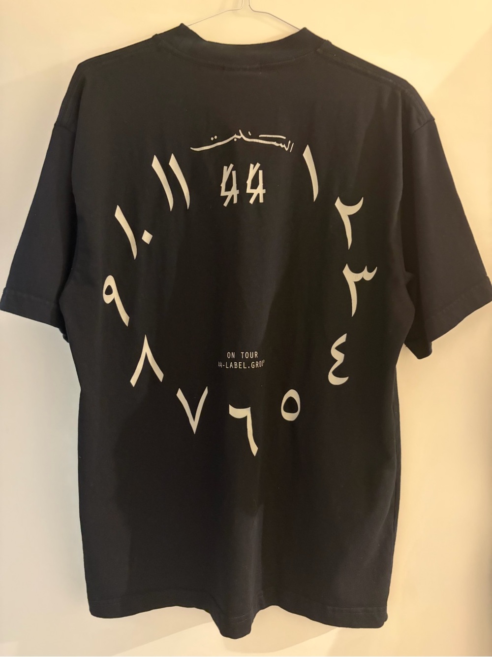 44 Label Group Arabic Dial Black Graphic Back-Print Men’s T-Shirt